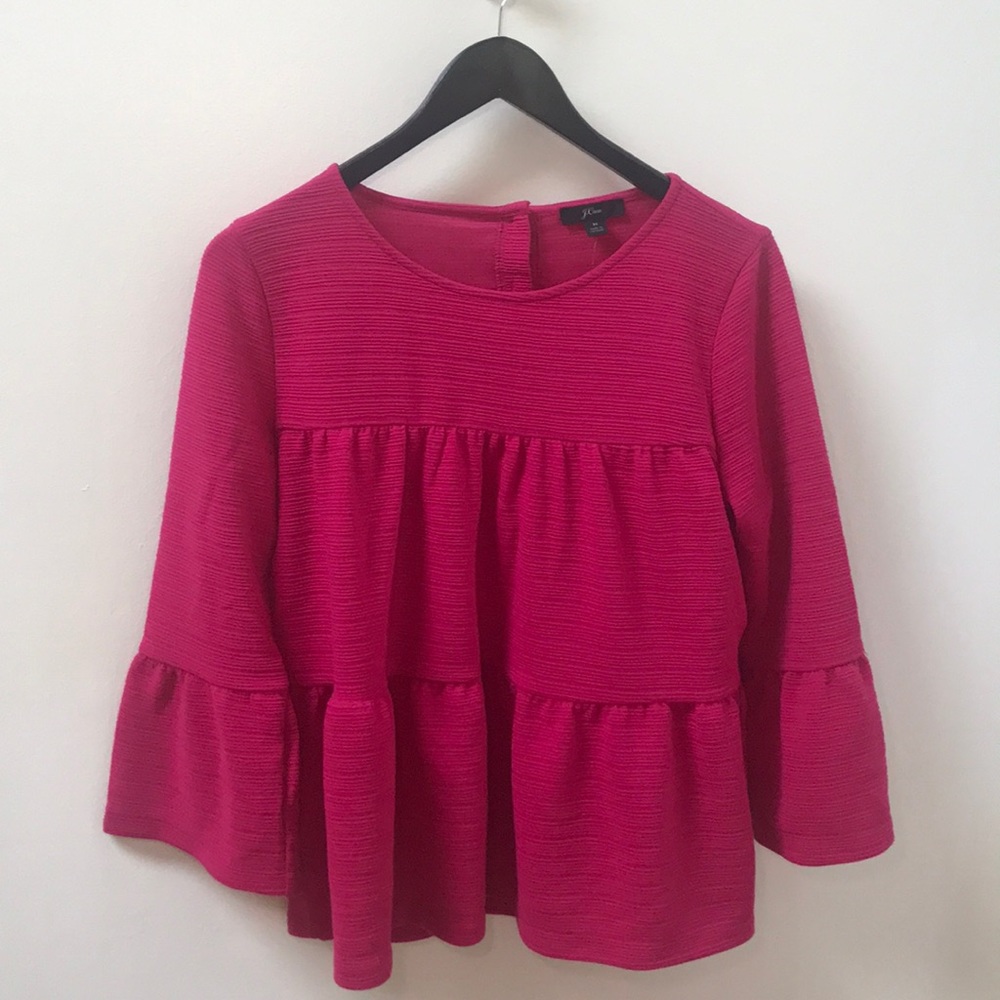 J. Crew with button and tiered bell-sleeved top
